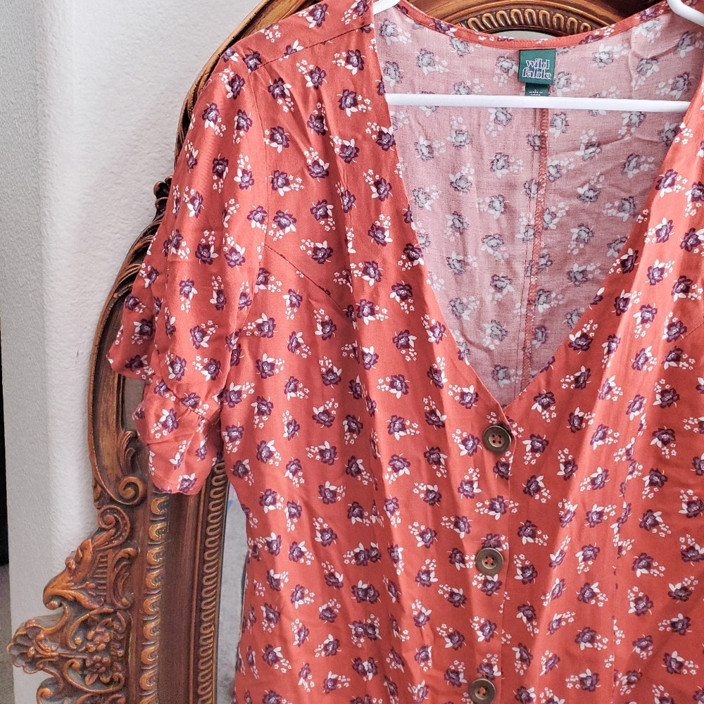 NWOT Orange Button Floral Dress 🍁
